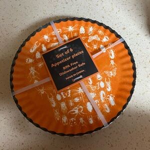 Set of 6 Appetizer Plates Melamine Bugs New With Tags